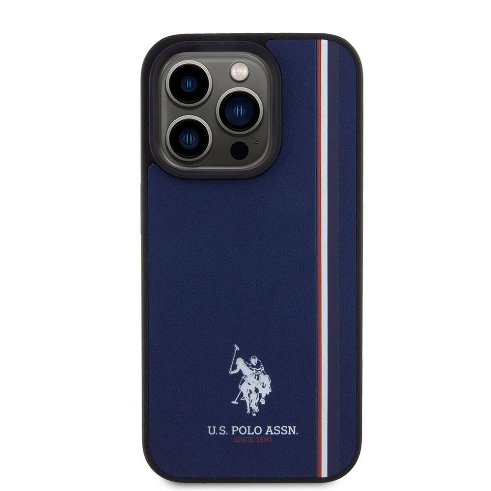 iPhone 15 Pro Kılıf U.S. Polo Assn. Orjinal Lisanslı Üç Renk Şerit Tasarımlı Baskı Logolu Kılıf