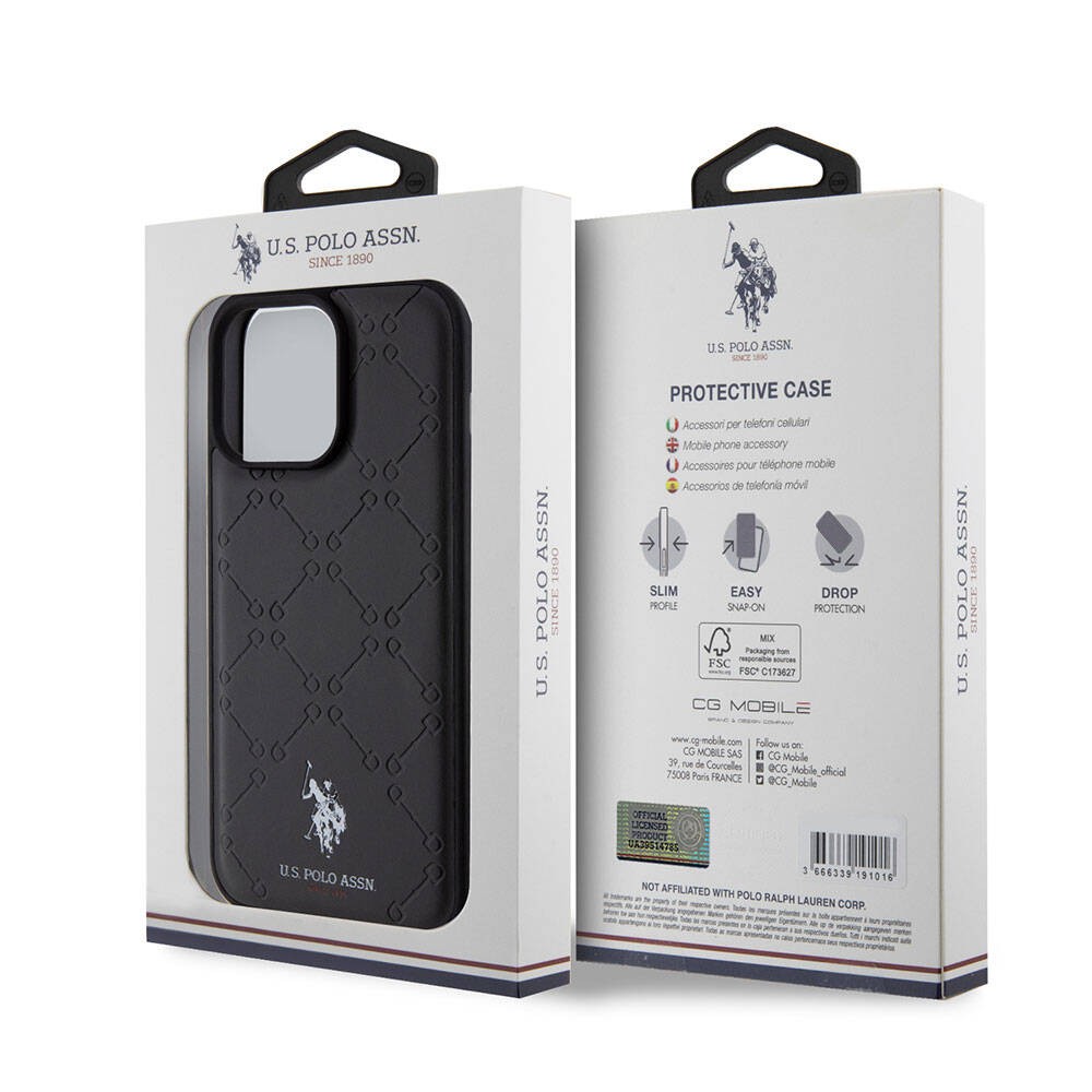 iPhone 15 Pro Max Kılıf U.S. Polo Assn. Orjinal Lisanslı HS Desenli Baskı Logolu Suni Deri Kılıf