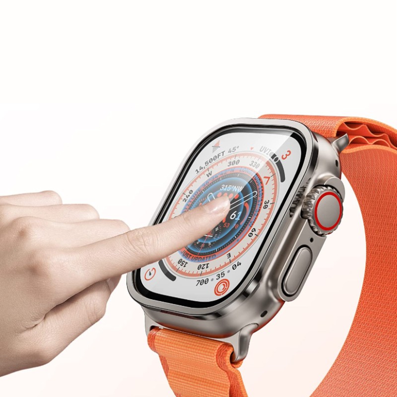 Zore Apple Watch Ultra 49mm Uyumlu Metal Çerçeve Premium Ekran Koruyucu (ALM-01)