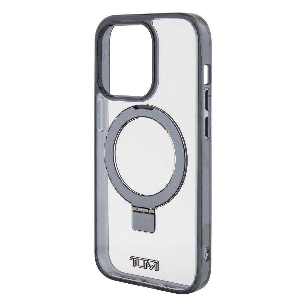 iPhone 15 Pro Max Kılıf TUMI Orjinal Lisanslı Magsafe Şarj Özellikli Metal Logolu Ring Standlı Silikon Kılıf