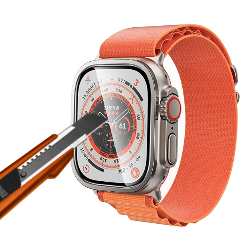 Zore Apple Watch Ultra 49mm Uyumlu Metal Çerçeve Premium Ekran Koruyucu (ALM-01)
