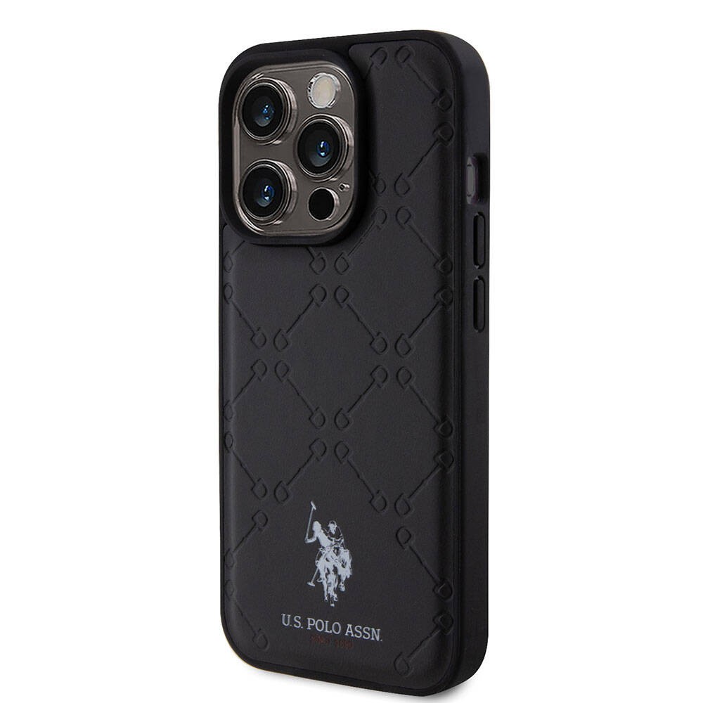 iPhone 15 Pro Kılıf U.S. Polo Assn. Orjinal Lisanslı HS Desenli Baskı Logolu Suni Deri Kılıf