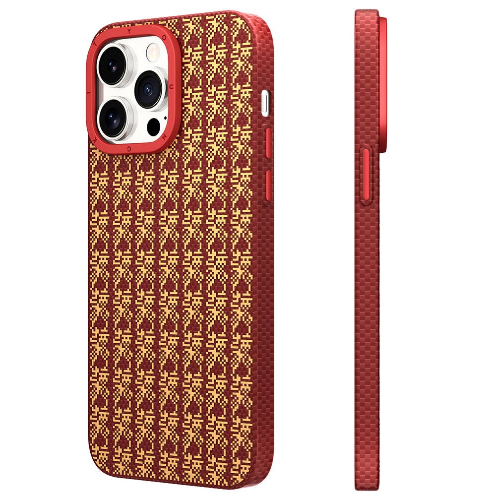 iPhone 15 Pro Kılıf Magsafe Şarj Özellikli Kevlar 1500D Youngkit Auspicious Loong Serisi Kılıf