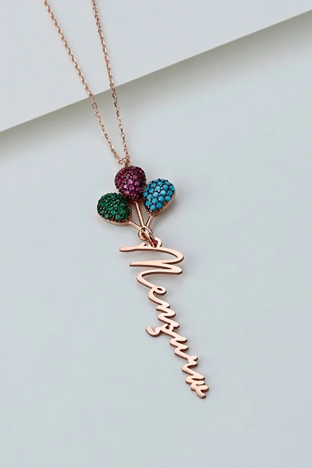 Gümüş Isimli Renkli Balonlu Kolye