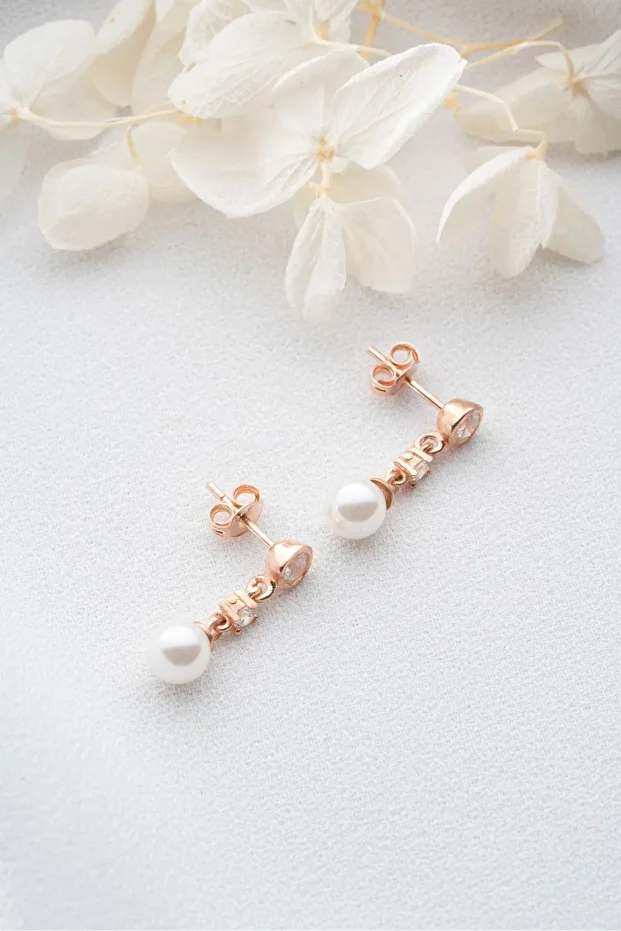 Gümüş Tektaşlı İnci Küpe