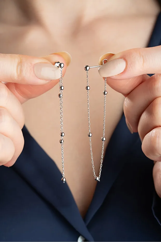 Gümüş Zincirli Toplu Küpe