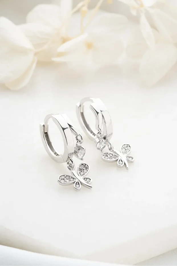 Gümüş Çift Yusufçuk Taşlı Küpe