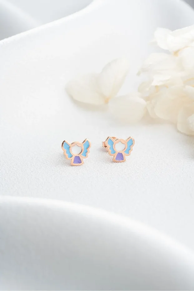 Gümüş Melek Minik Çivili Küpe