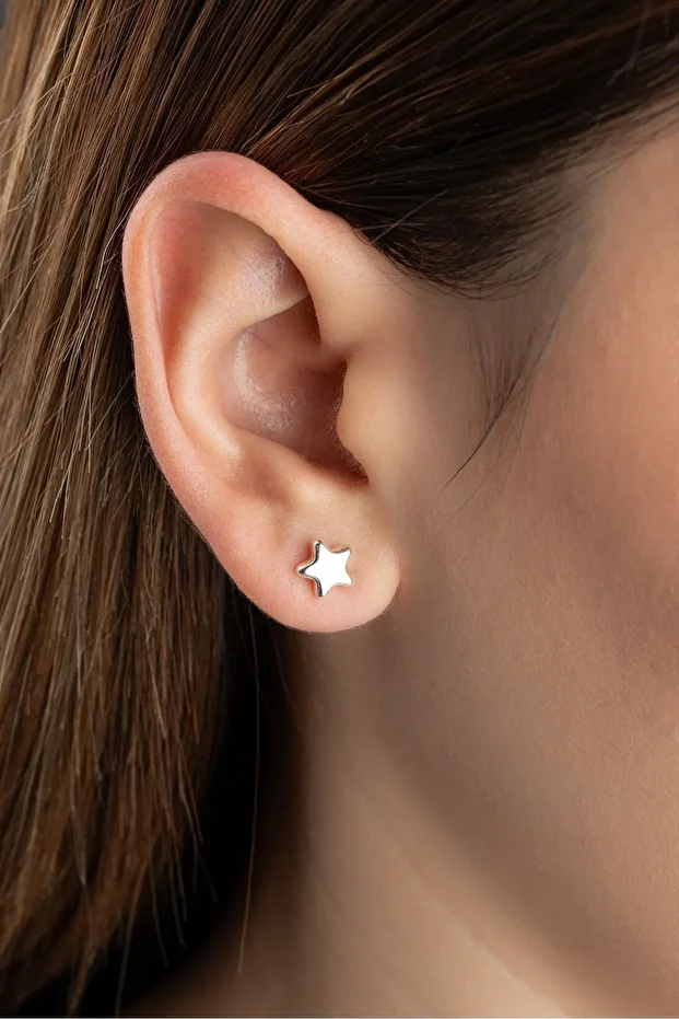 Gümüş Çivili Yıldız Küpe