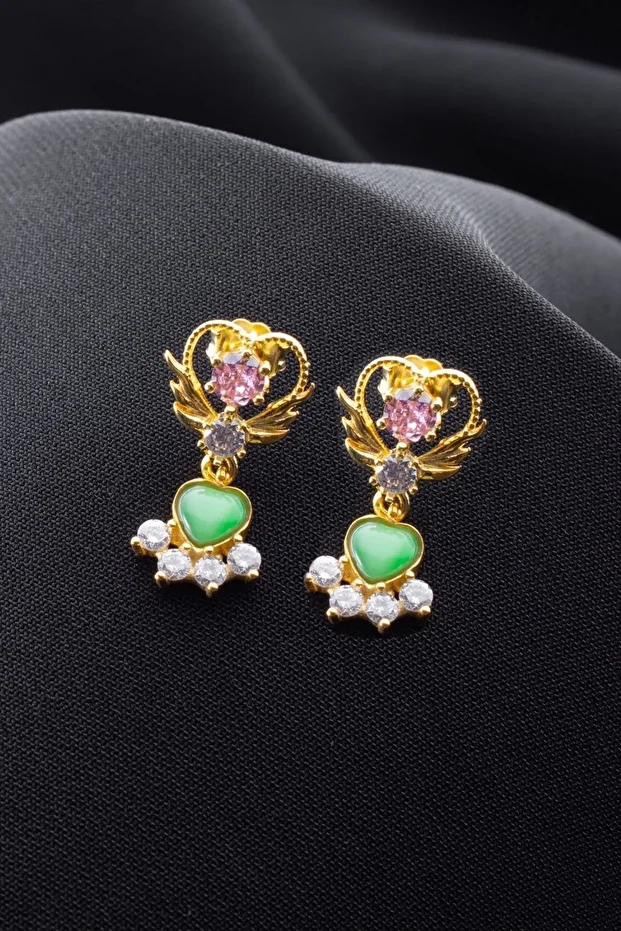 Gümüş Kanatlı Kalp Küpe