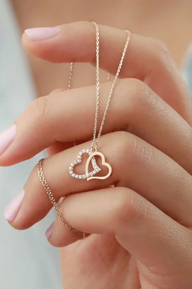 Gümüş Çifte Kalp Kolye