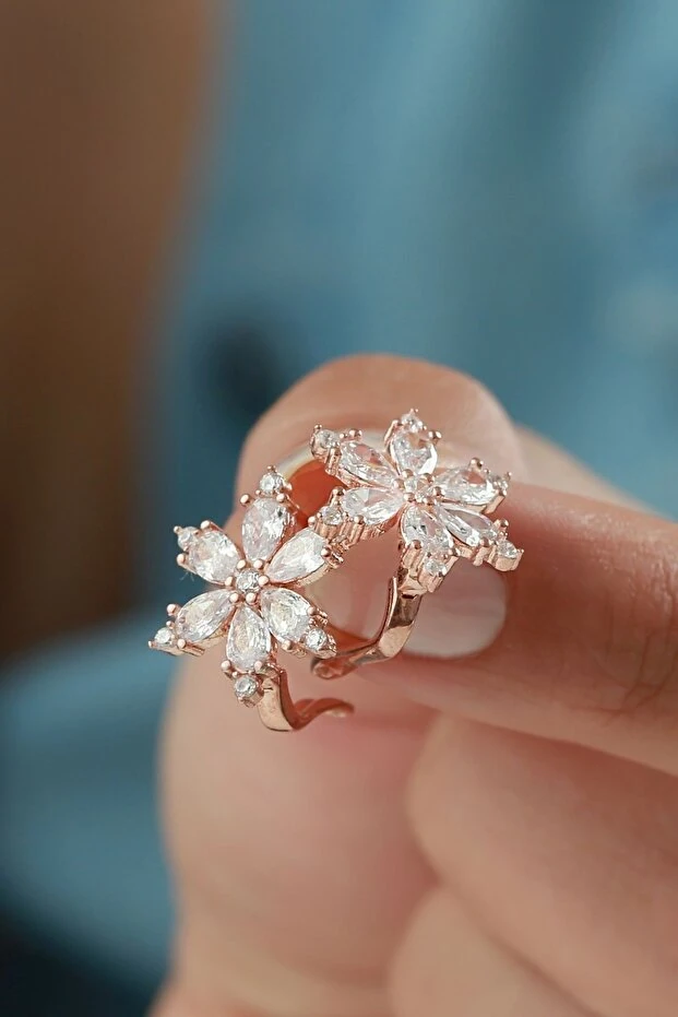 Lotus Rose Gümüş Küpe