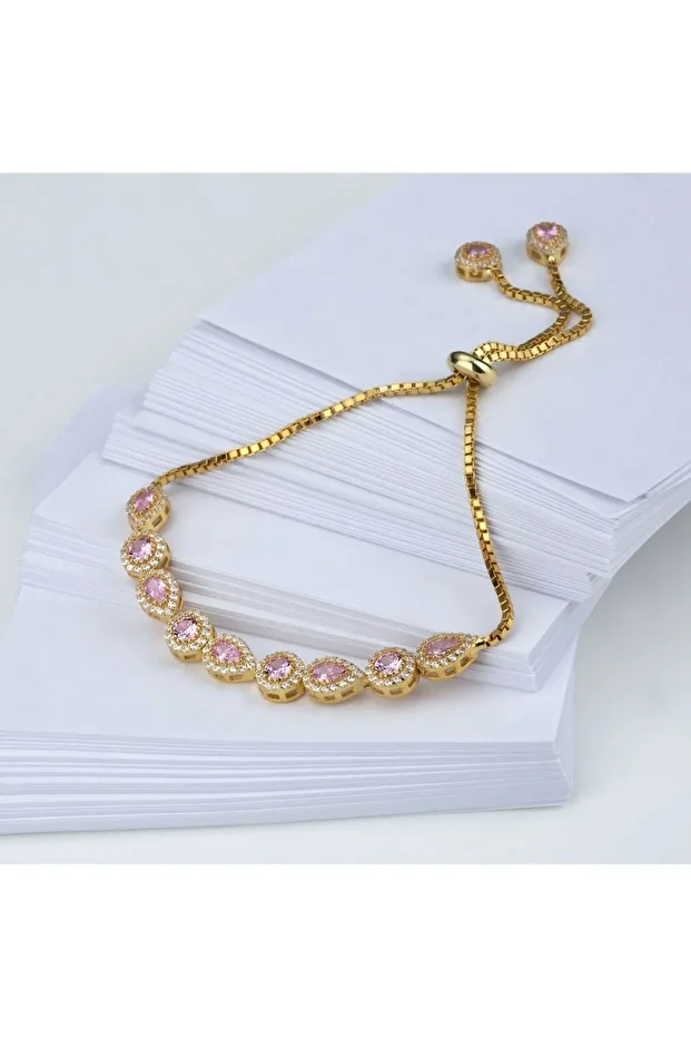 Gümüş Damla Taşlı Asansörlü Bileklik