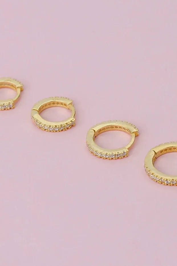 Gümüş Gold 4'lü Set Küpe