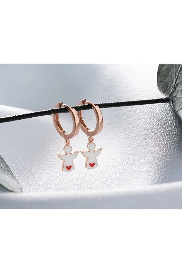 Rose Mineli Melek Gümüş Küpe