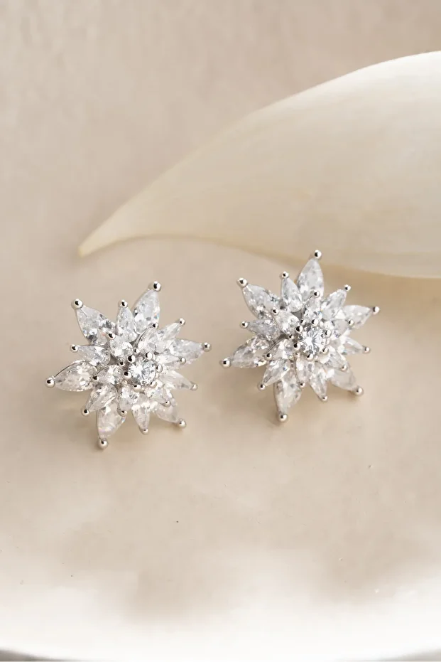 Gümüş Lotus Küpe