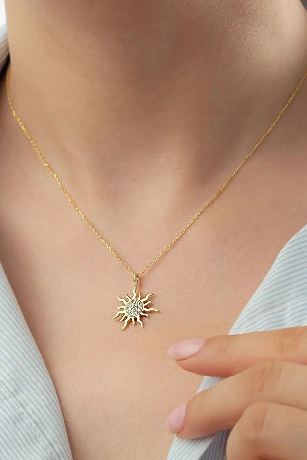 Gold Gümüş Güneş Kolye