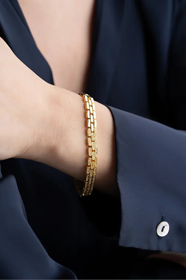 Gümüş Zirkon Taşlı Bileklik