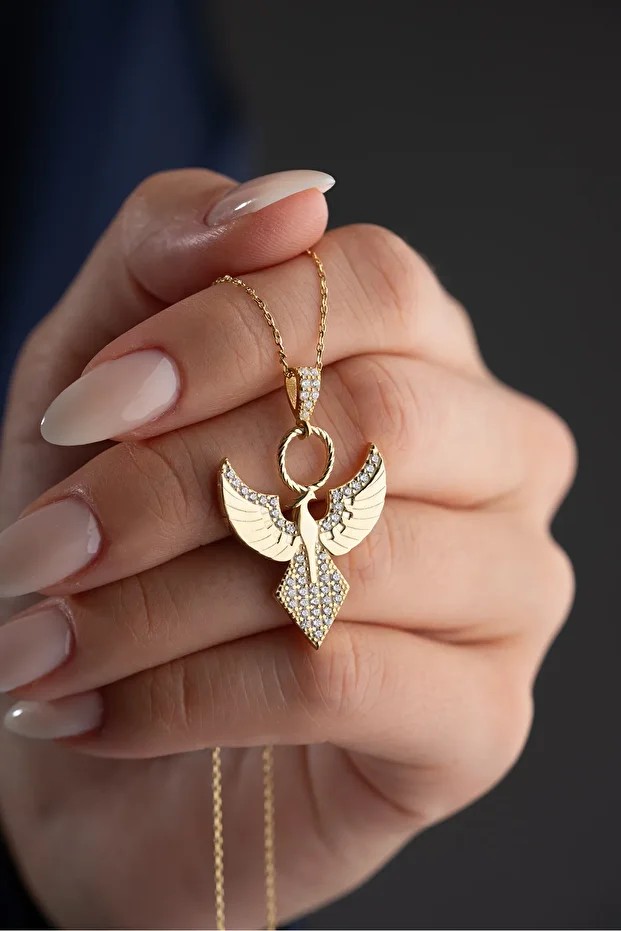 Gümüş Gold Zümrüdüanka Kolye