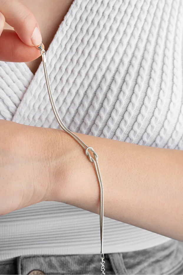 Gümüş Aşk Düğümü Bileklik