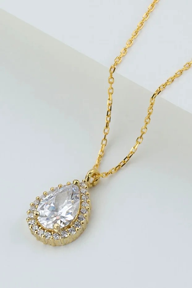 Gümüş Gold Damla Kolye