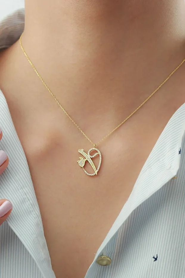 Gümüş Elif Vav Kolye