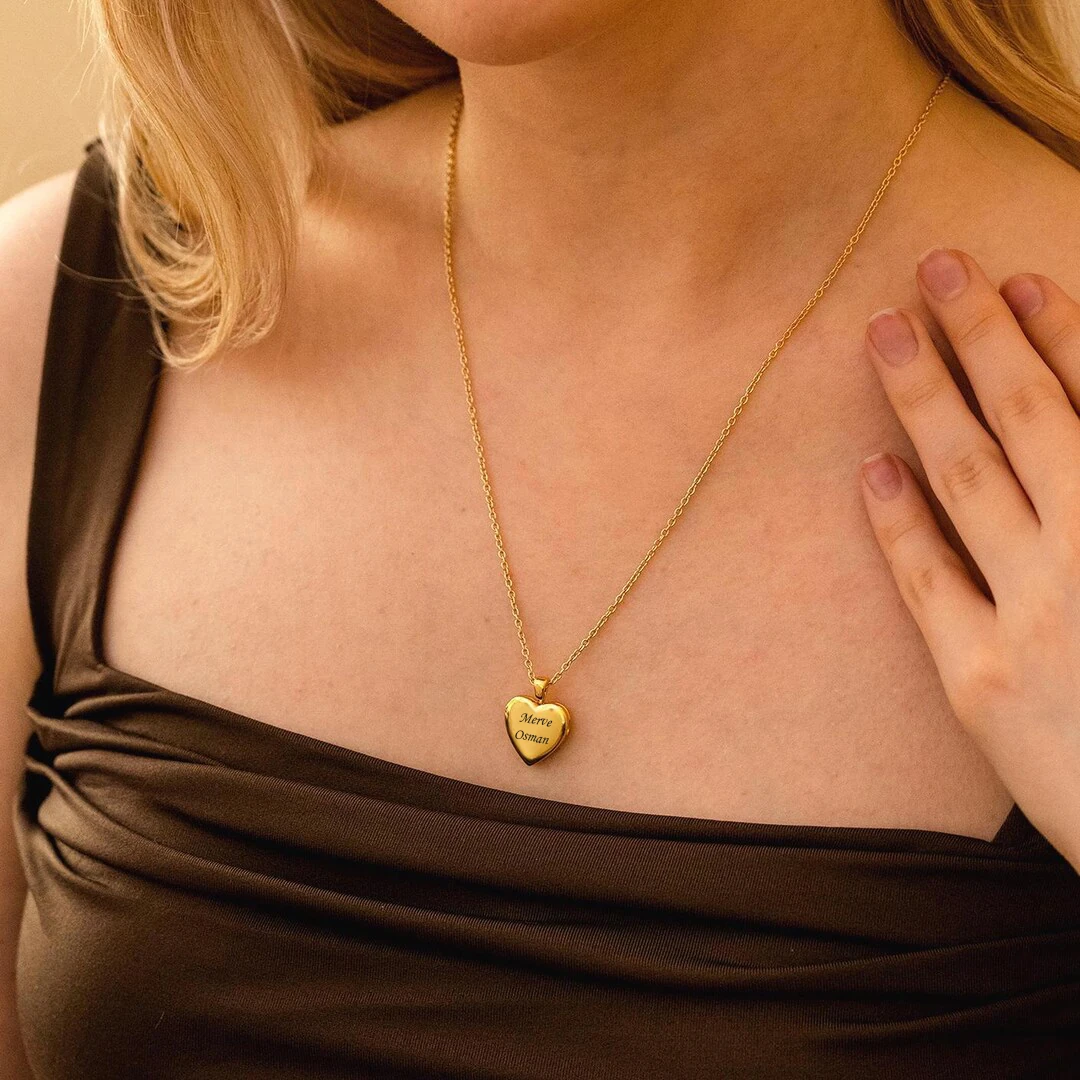 Resimli Kalp Anı Kolyesi