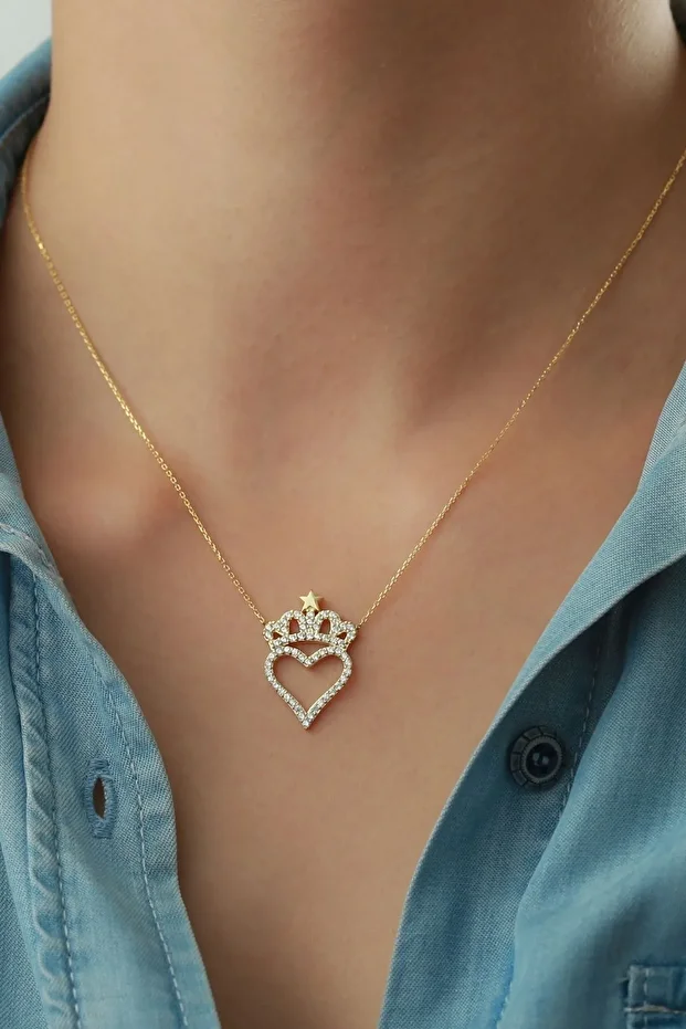 Gümüş Kalbimin Tacı Kolye