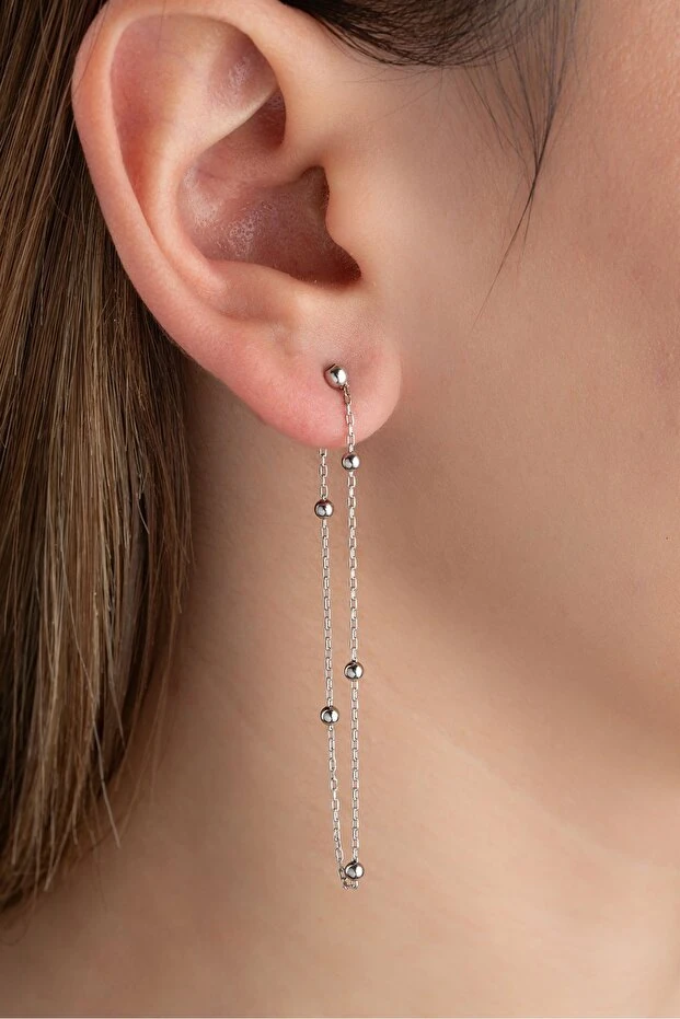 Gümüş Zincirli Toplu Küpe