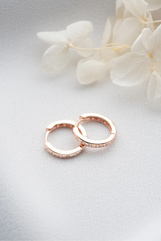 Gümüş Zirkon Taşlı Halka Küpe