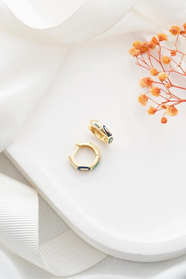 Gold Gümüş Mineli Halka Küpe