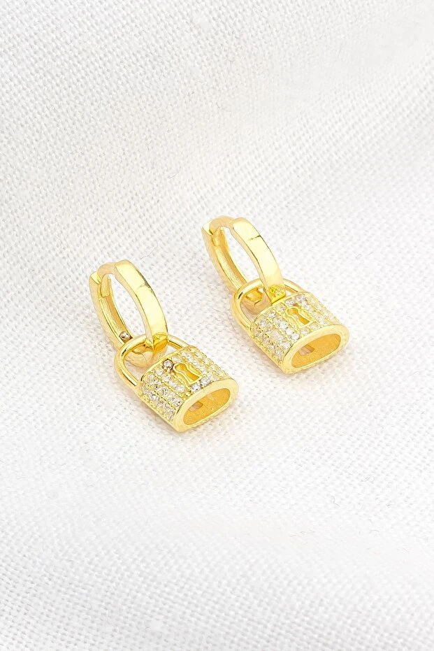 Gümüş Gold Kilit Küpe