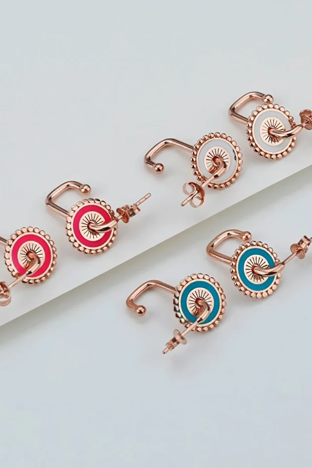 Gümüş Mineli Halka Küpe