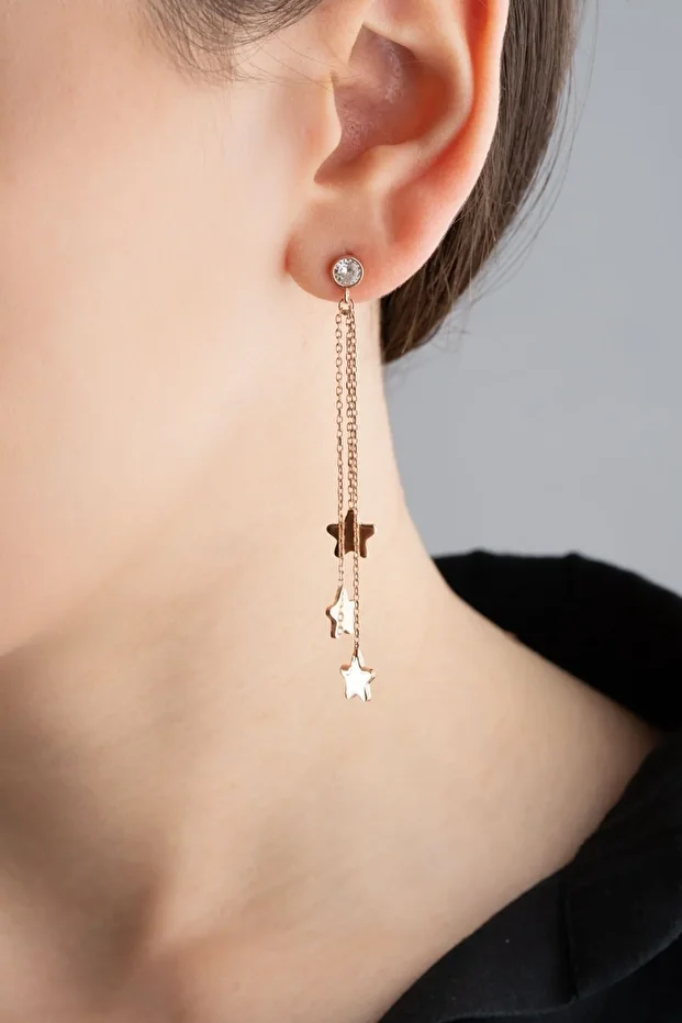 Gümüş Sallantılı Yıldız Küpe