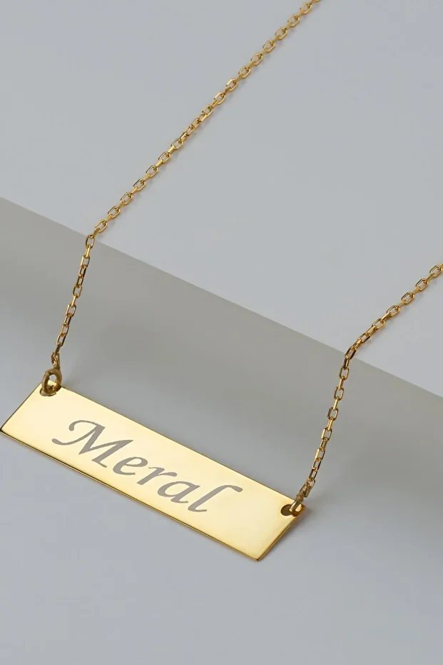 Gümüş Kişiye Özel Isimli Yatay Plaka Kolye