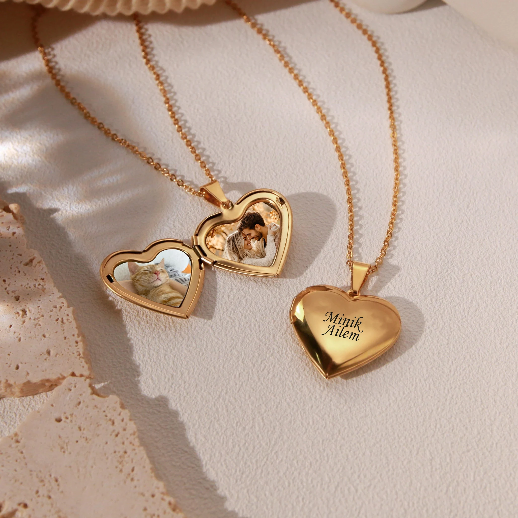 Resimli Kalp Anı Kolyesi