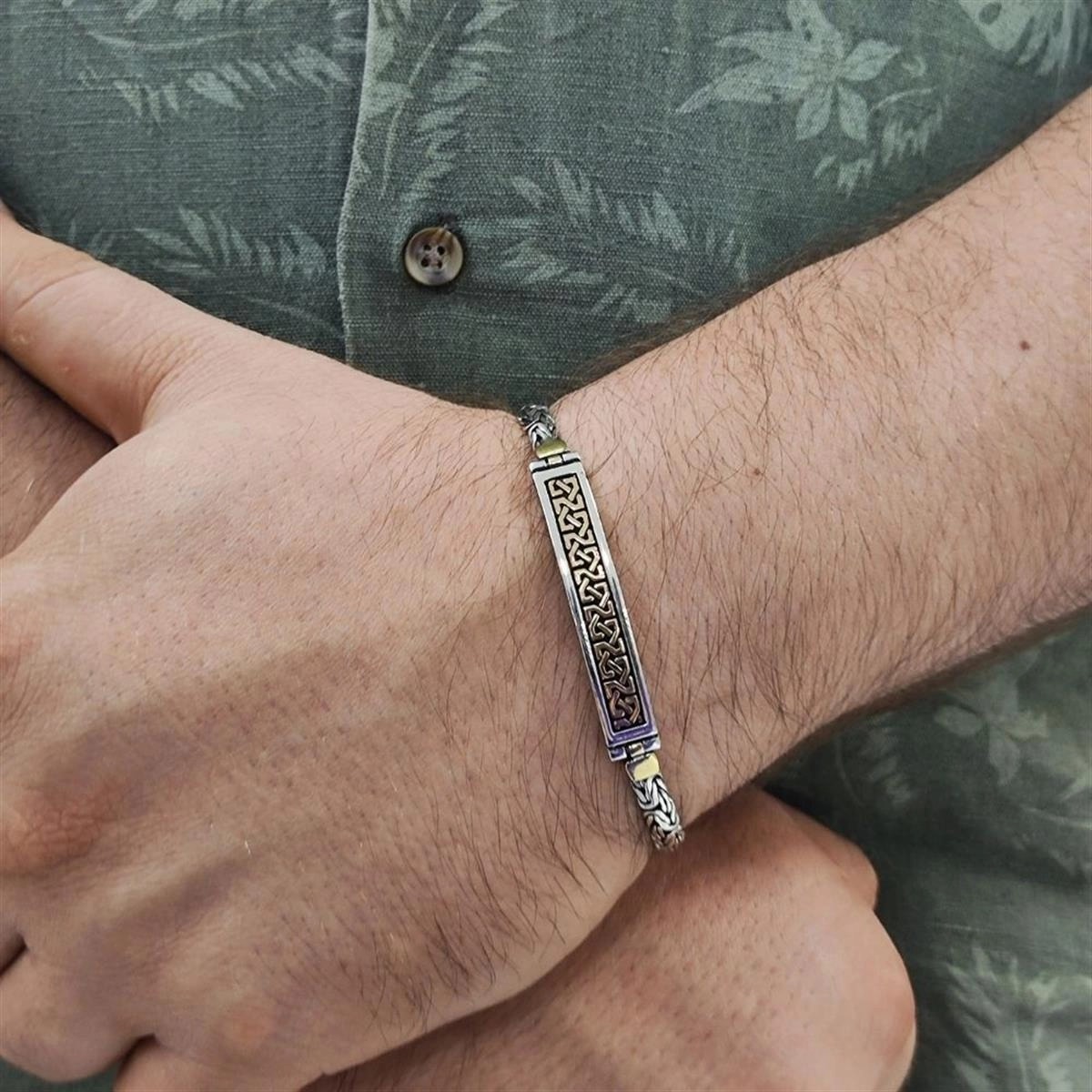 İrlanda Desen Gümüş Kral Bileklik