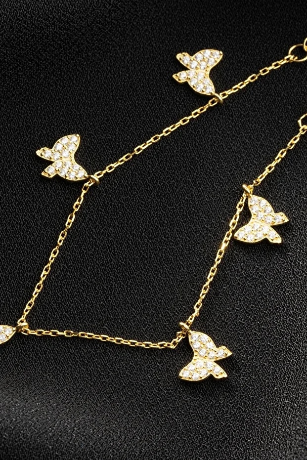 Gümüş Gold Kelebekli Şans Bileklik