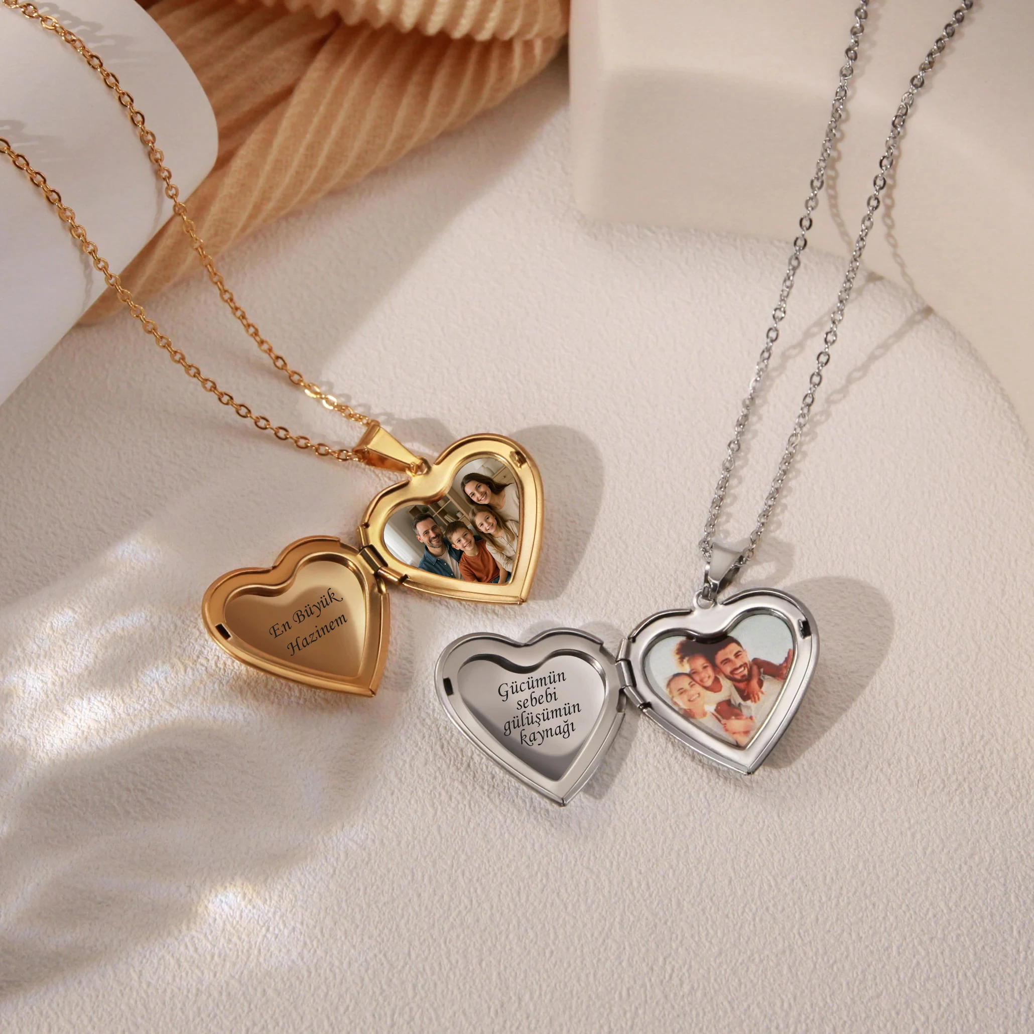 Resimli Kalp Anı Kolyesi