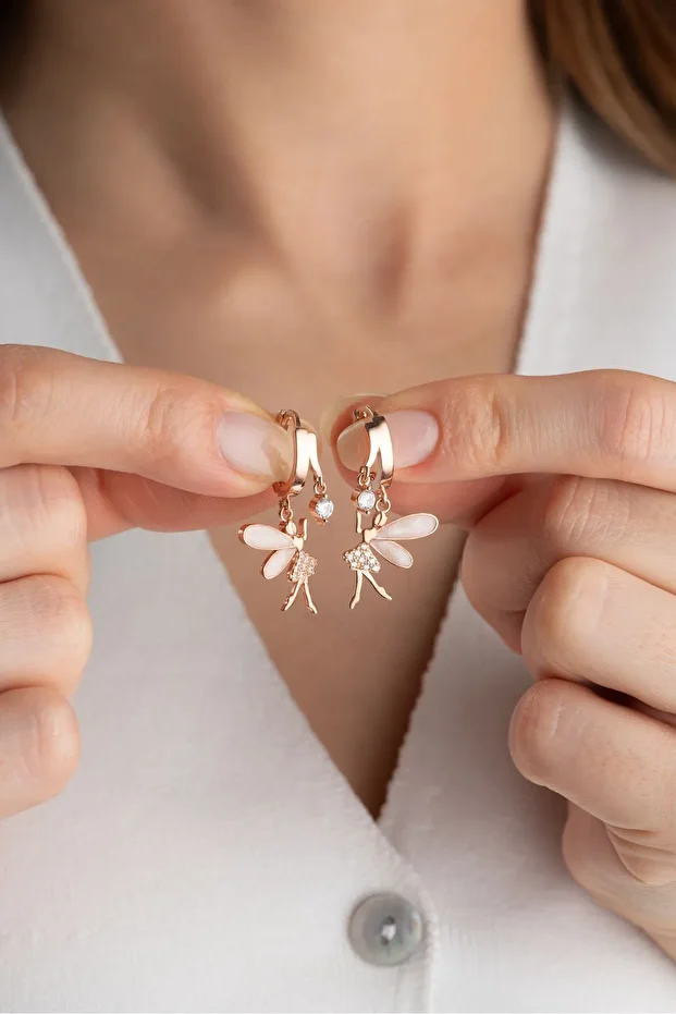 Gümüş Çift Taşlı Peri Küpe