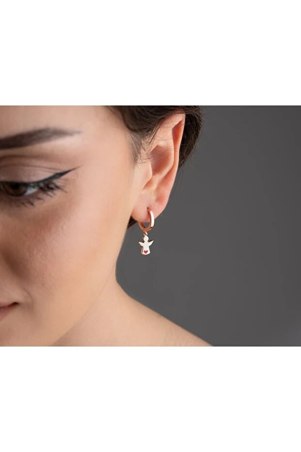 Rose Mineli Melek Gümüş Küpe