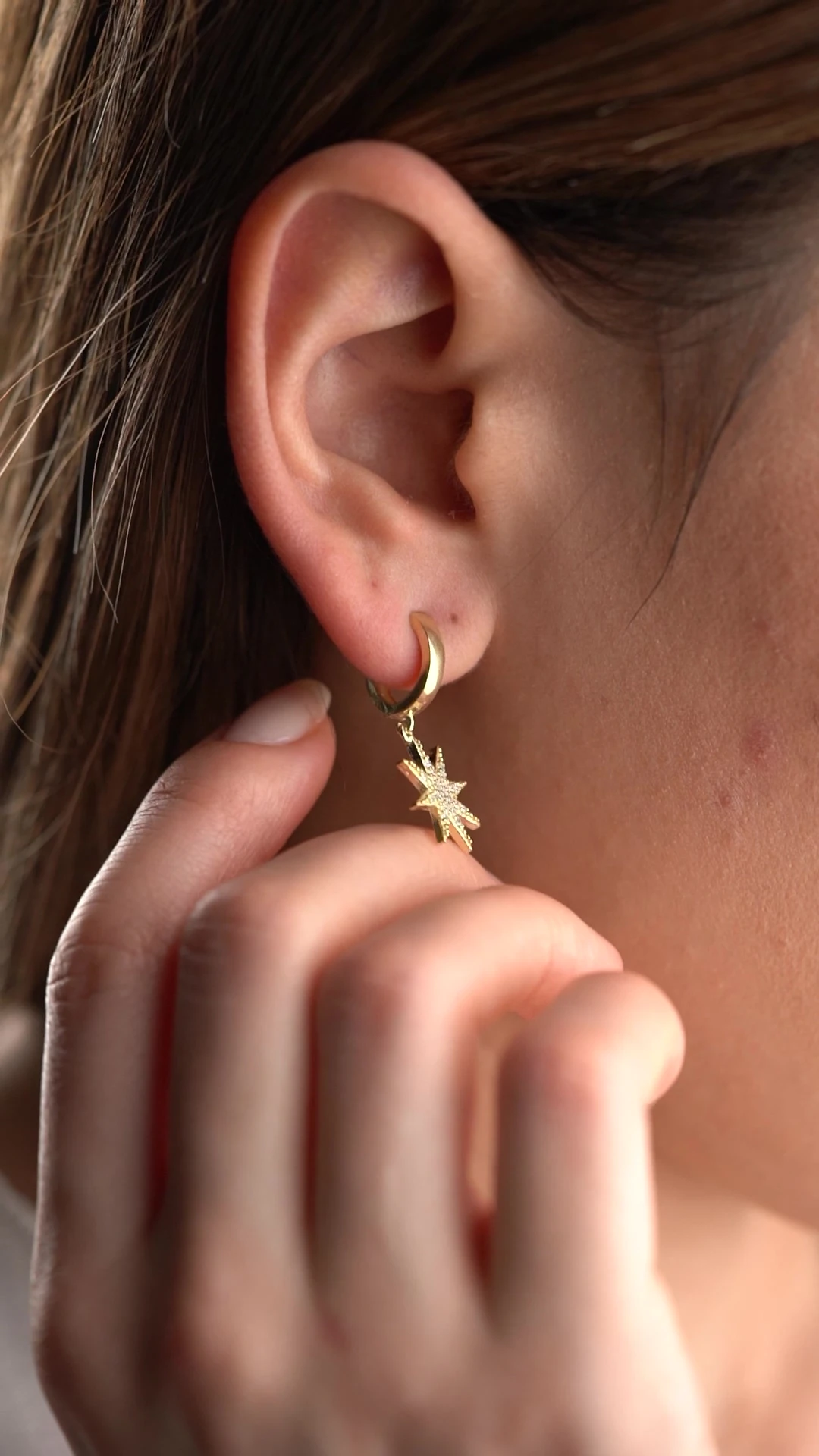 Gümüş Halka Kutup Yıldızı Küpe