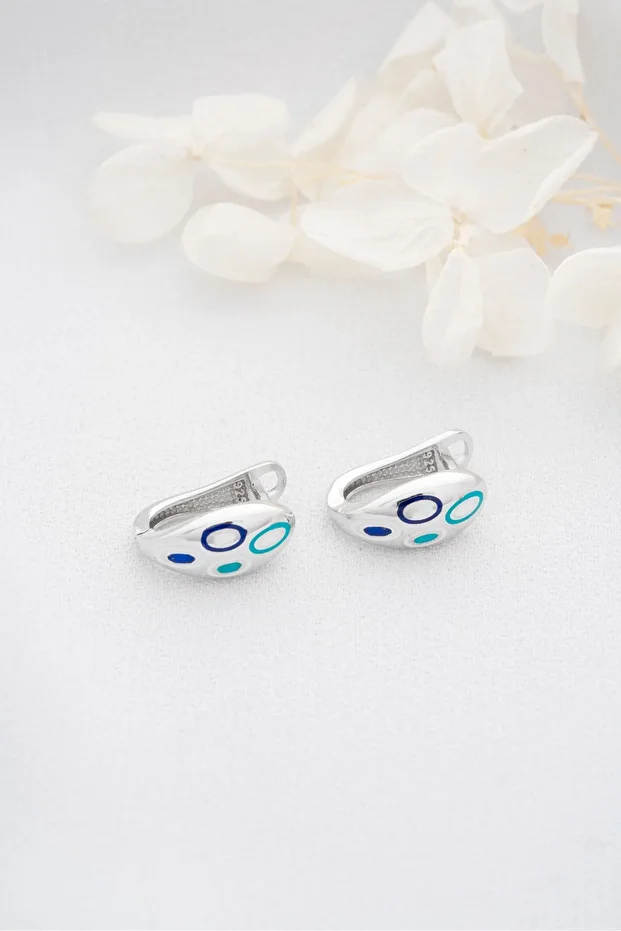 Gümüş Mineli Nazar Küpe