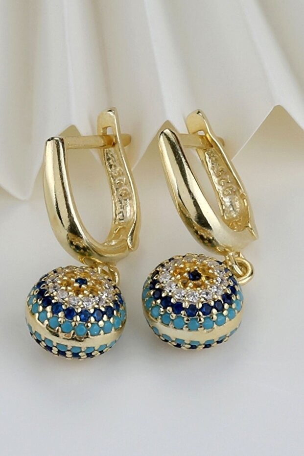Sallantılı Nazar Gold Gümüş Küpe