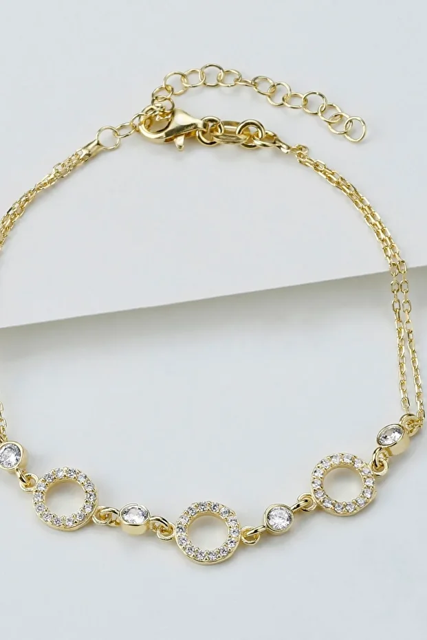 Gümüş Halka Taşlı Bileklik