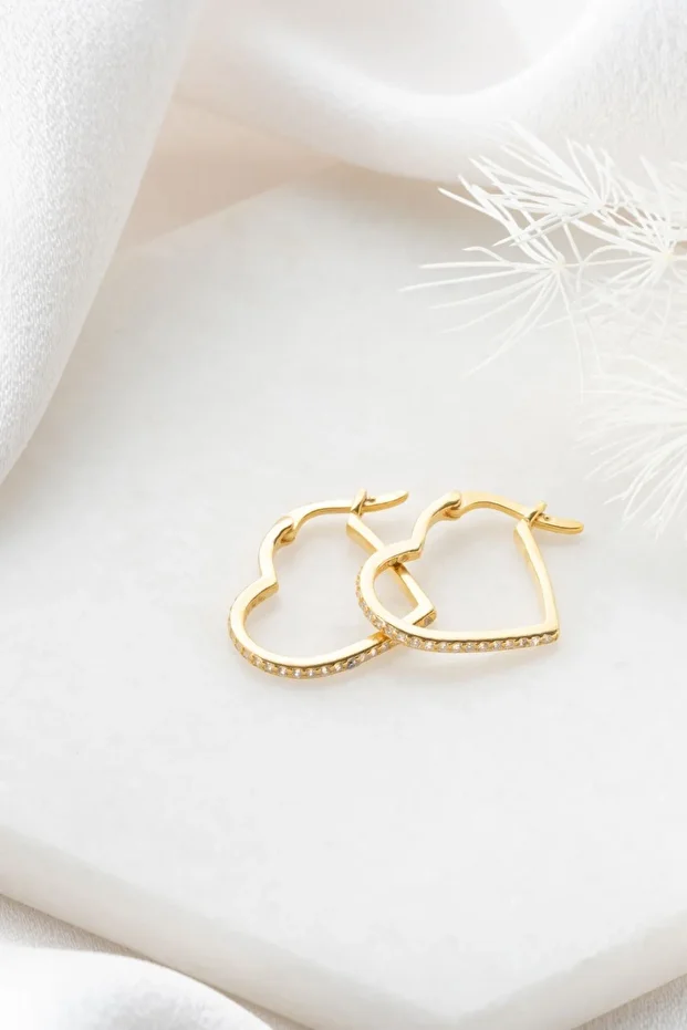 Gümüş Taşlı Kalp Küpe