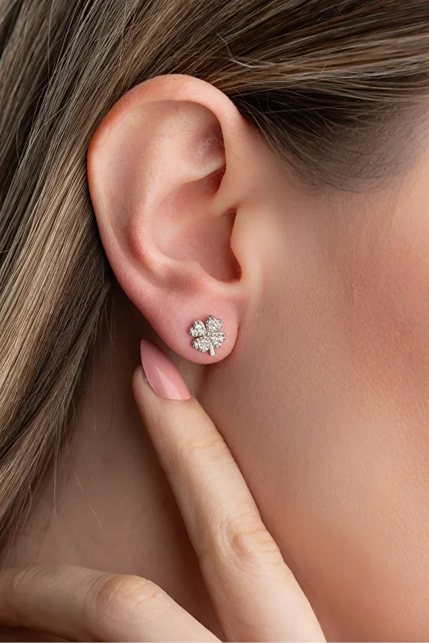 Gümüş Yonca Küpe