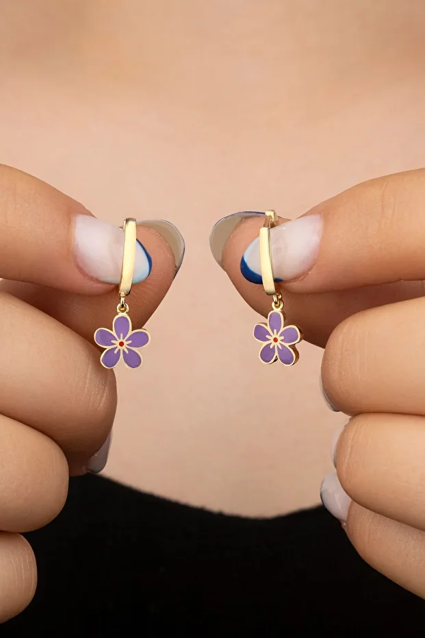 Rose Mineli Çocuk Küpesi