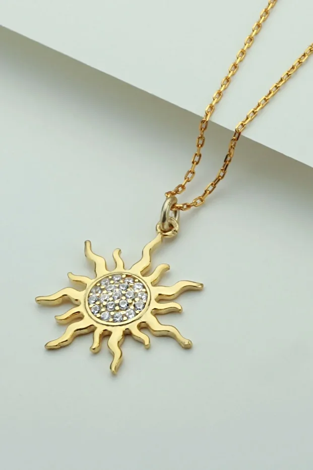 Gold Gümüş Güneş Kolye