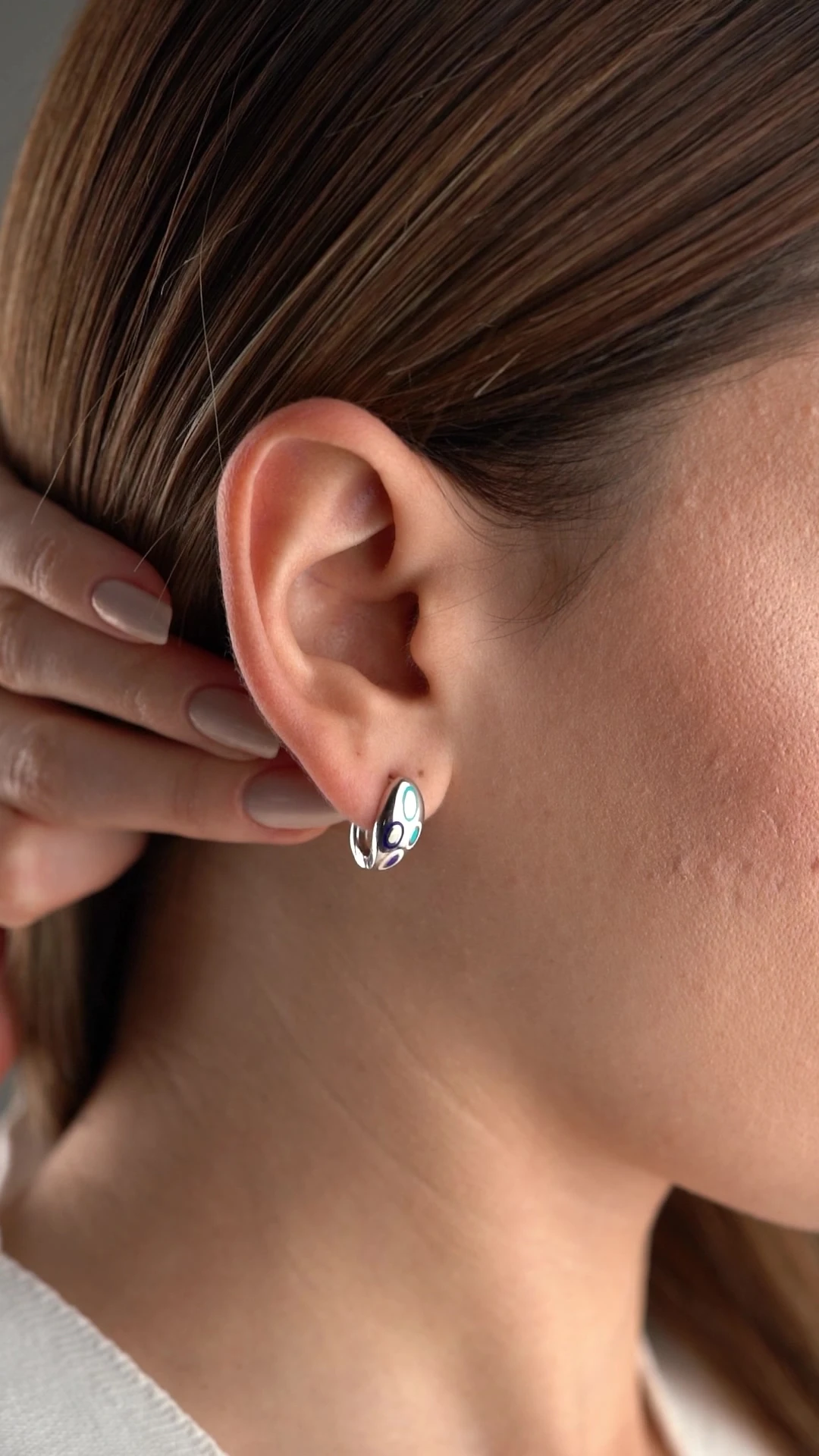 Gümüş Mineli Nazar Küpe